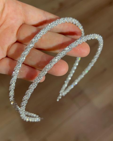 GÜMÜŞ RENK SARMAL ÇİFT SIRA TAÇ