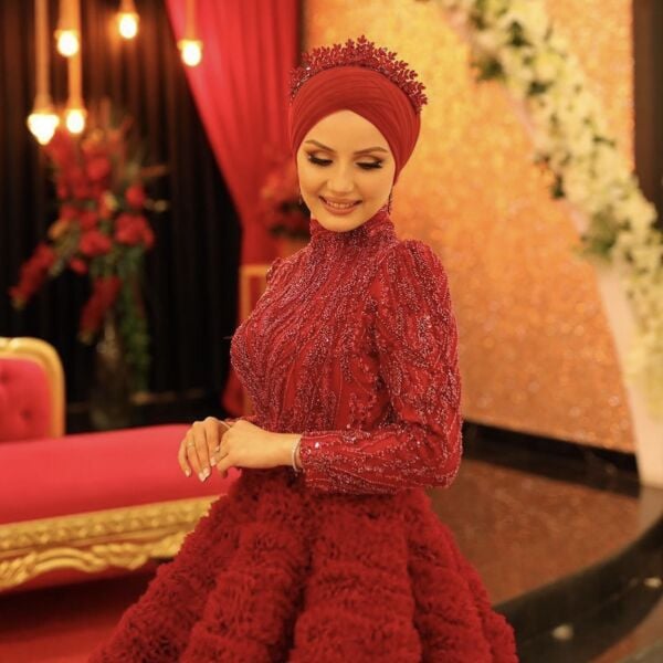 KIRMIZI GELİN TACI / KÜPE