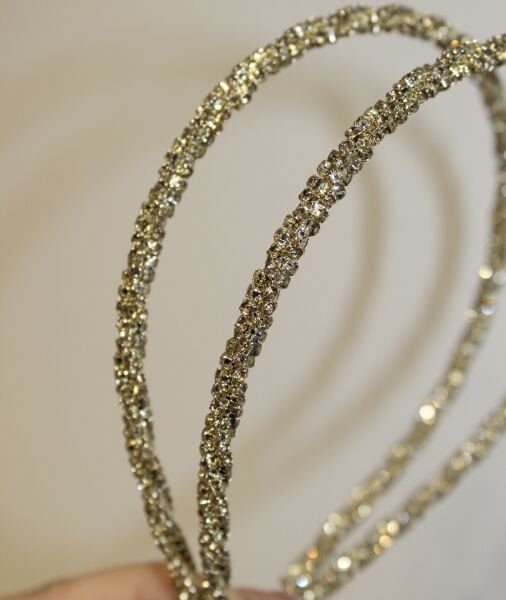 Kristal Sarmal Çift Sıra Taç - Gold