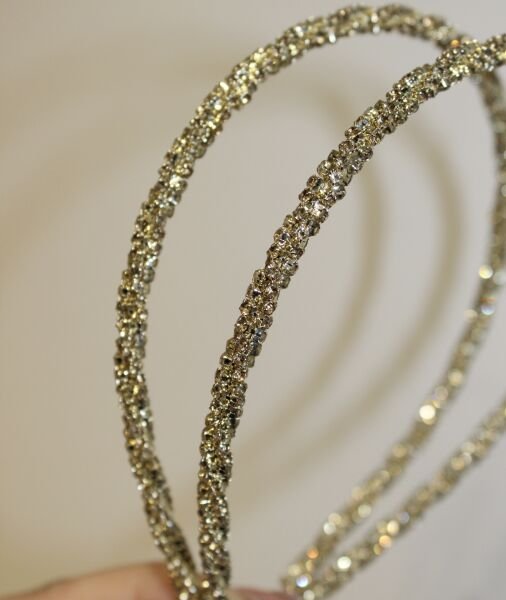 Kristal Sarmal Çift Sıra Taç - Gold