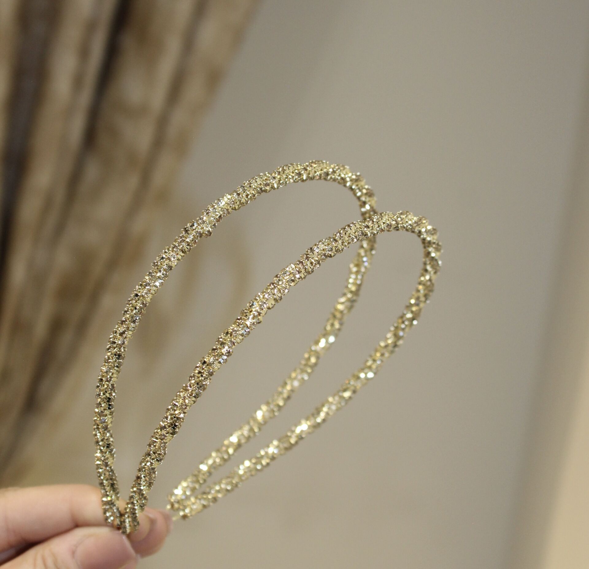 Kristal Sarmal Çift Sıra Taç - Gold