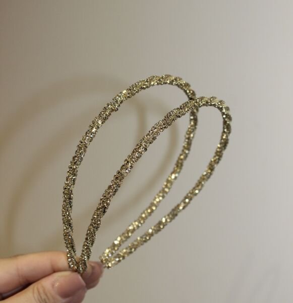 Kristal Sarmal Çift Sıra Taç - Gold