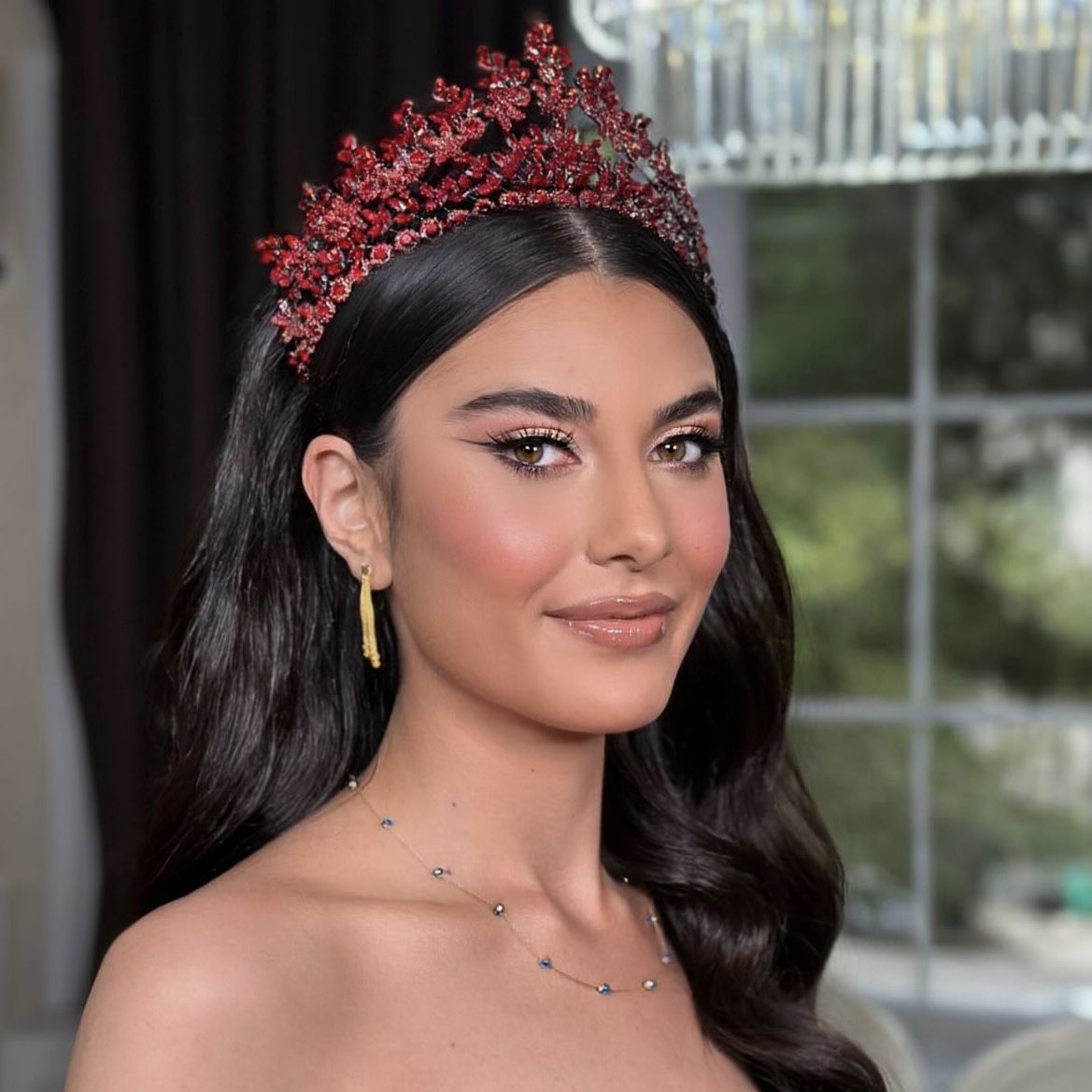 FLOWER KIRMIZI GELİN TACI