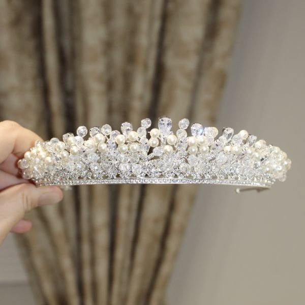 ZİRKON İNCİLİ GELİN TACI