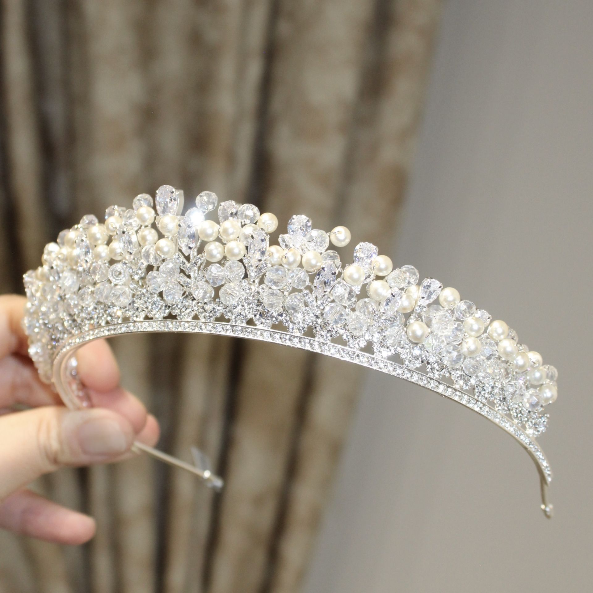 ZİRKON İNCİLİ GELİN TACI