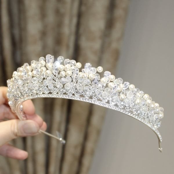 ZİRKON İNCİLİ GELİN TACI