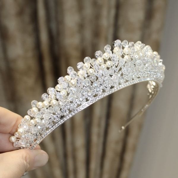 ZİRKON İNCİLİ GELİN TACI