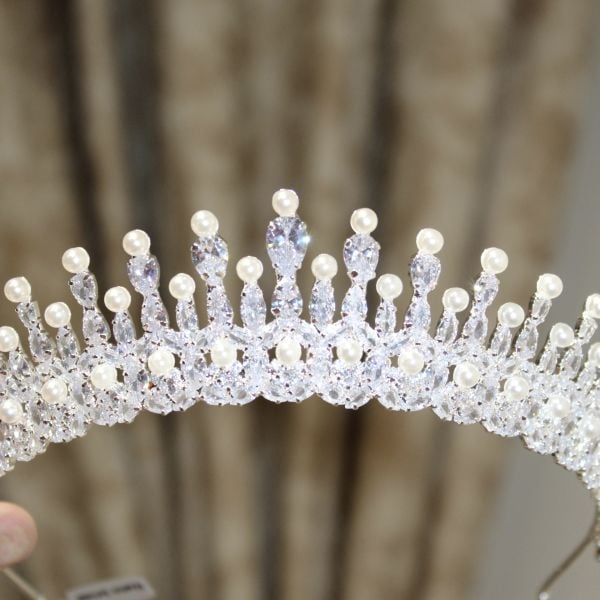 T-3747 ZİRKON İNCİLİ GELİN TACI