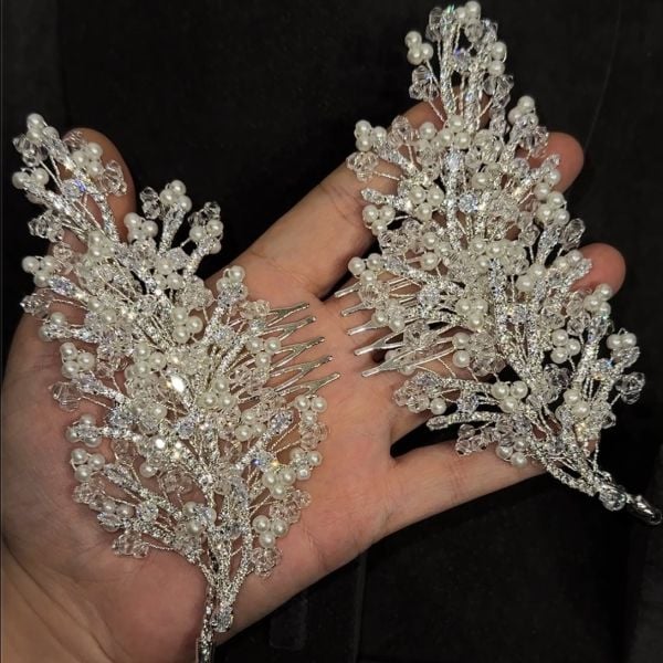 N-1208 ÇİFT ZİRKON İNCİLİ TOKA